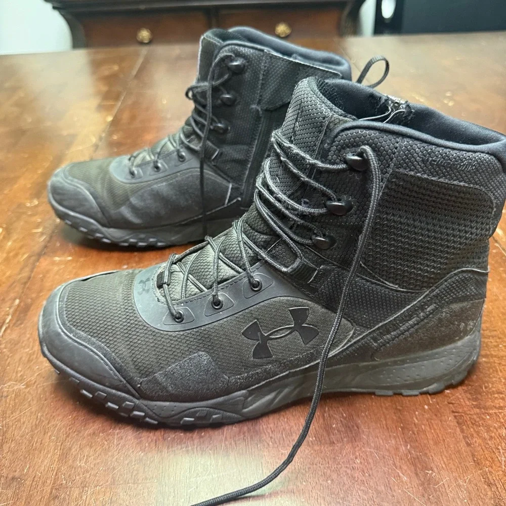 Under Armour Valsetz RTS 1.5 Side-Zip Tactical Boots Mens 12 Black Green Combat